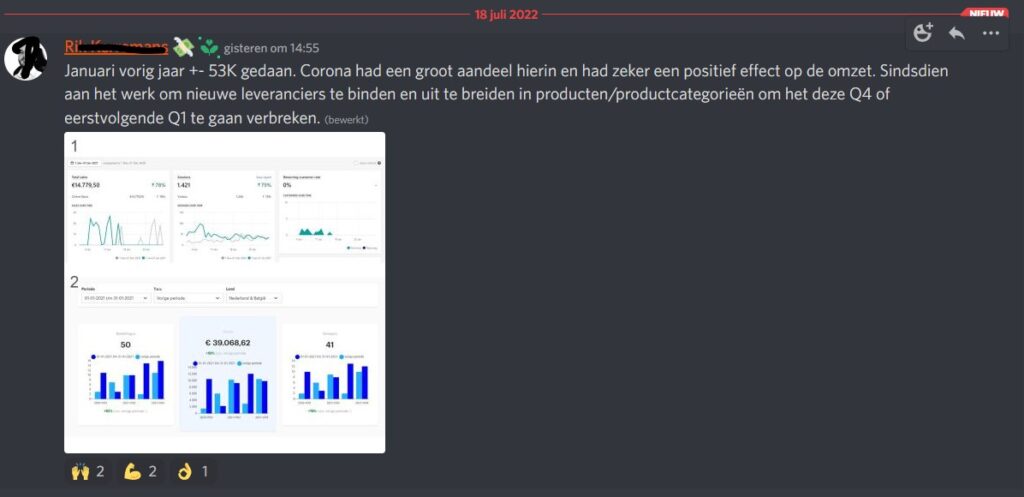 Op deze foto zie je Dropship Academy Resultaten vanuit Discord